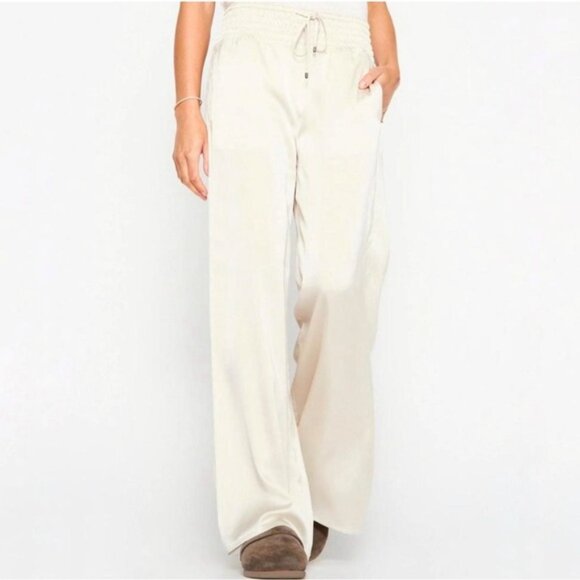 Brochu Walker Pants - Brochu Walker Gorja Pant Satin Pull On Quiet Luxury Holiday Dust Ivory Medium